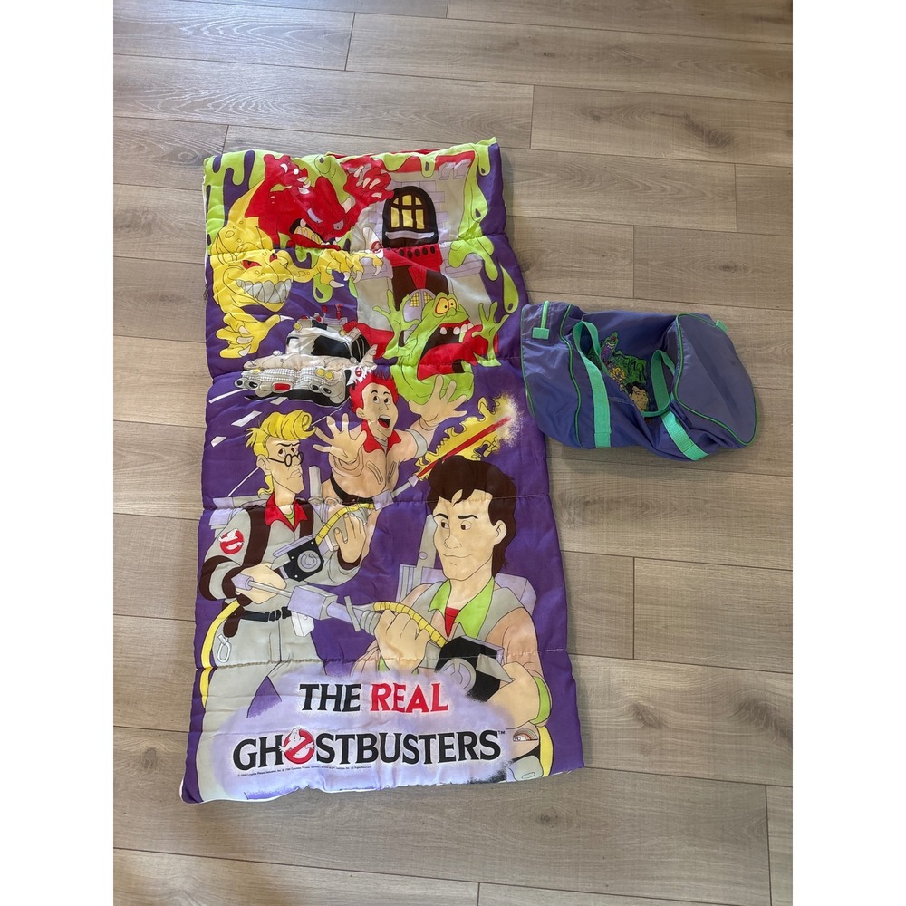 Vintage 1980s The Real Ghostbusters Kids Sleeping Bag Cartoon Camping